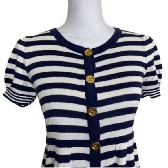 Juicy Couture Navy White Striped Knit Top Size M - Picture 3 of 11